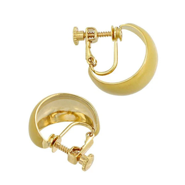 Japanese non-pierced earring- Brown C-shaped screw-back earring- Made in Japan