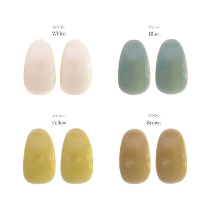 Japanese non-pierced earring- Brown C-shaped screw-back earring- Made in Japan