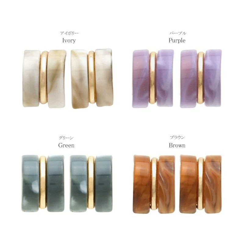 Japanese non-pierced earring- Marble Line Hoop Screw-back Earrings