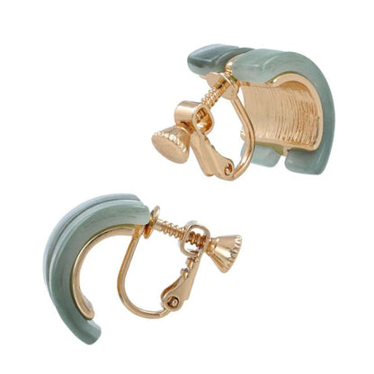 Japanese non-pierced earring- Marble Line Hoop Screw-back Earrings