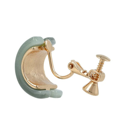 Japanese non-pierced earring- Marble Line Hoop Screw-back Earrings