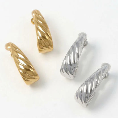 Japanese non-pierced earrings- Mirror slash line drop-shaped screw-back earrings- Made in Japan