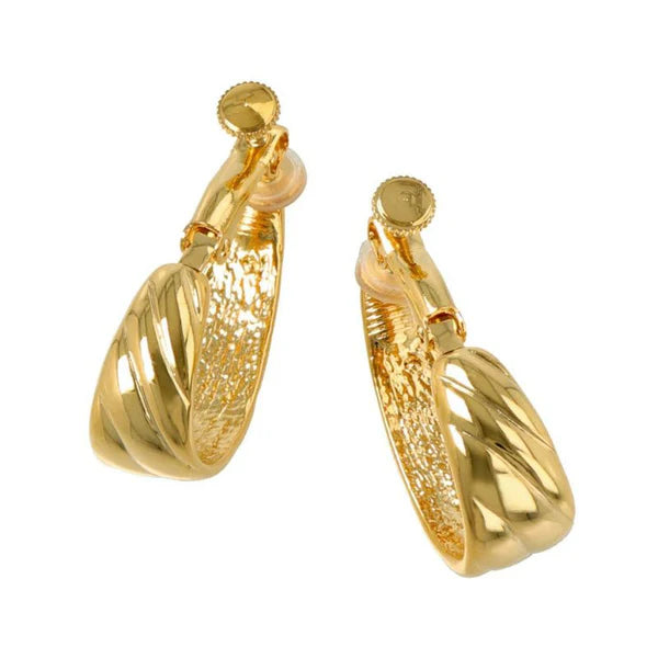 Japanese non-pierced earrings- Mirror slash line drop-shaped screw-back earrings- Made in Japan