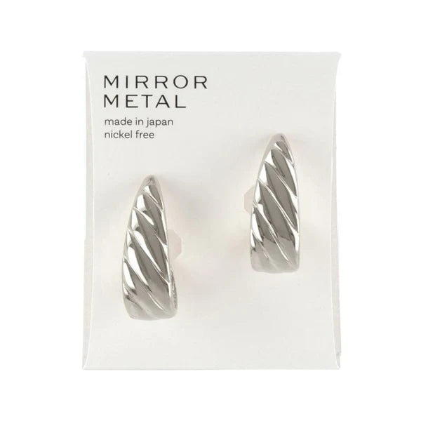 Japanese non-pierced earrings- Mirror slash line drop-shaped screw-back earrings- Made in Japan