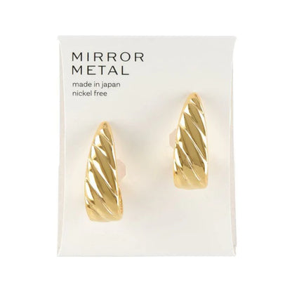 Japanese non-pierced earrings- Mirror slash line drop-shaped screw-back earrings- Made in Japan