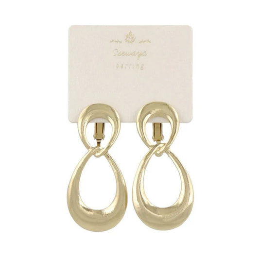 Japanese non-pierced earrings- Gold twist oval screw-back earrings