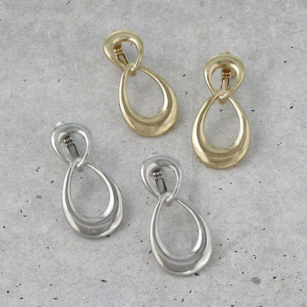 Japanese non-pierced earrings- Gold twist oval screw-back earrings