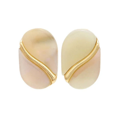Japanese non-pierced earrings- Marble flow oval screw-back earrings