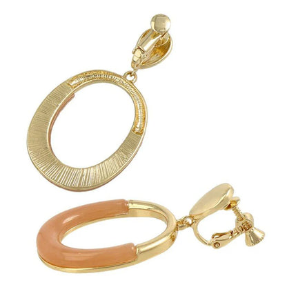 Japanese non-pierced earrings- Minimal Marble Oval Earrings – Screw-Back Style