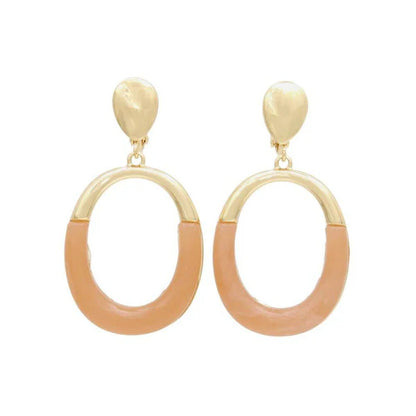 Japanese non-pierced earrings- Minimal Marble Oval Earrings – Screw-Back Style