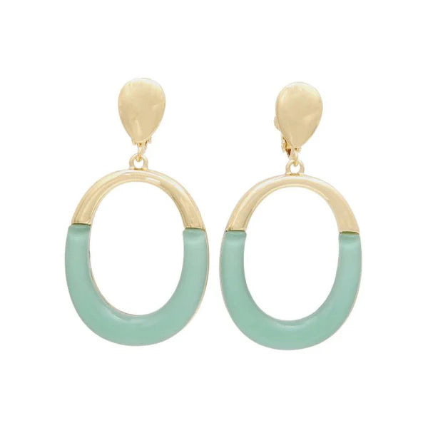 Japanese non-pierced earrings- Minimal Marble Oval Earrings – Screw-Back Style