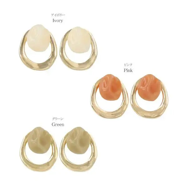 Japanese non-pierced earrings- marble texture screw-back earrings