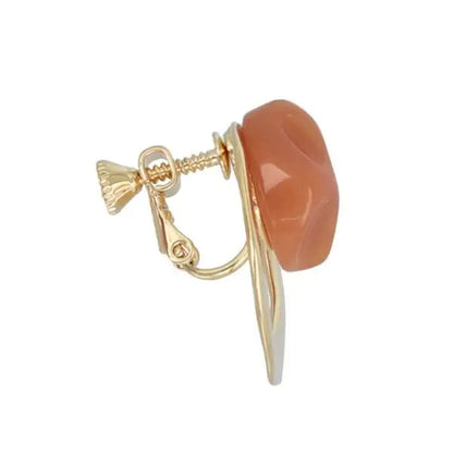 Japanese non-pierced earrings- marble texture screw-back earrings