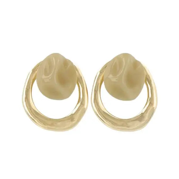 Japanese non-pierced earrings- marble texture screw-back earrings