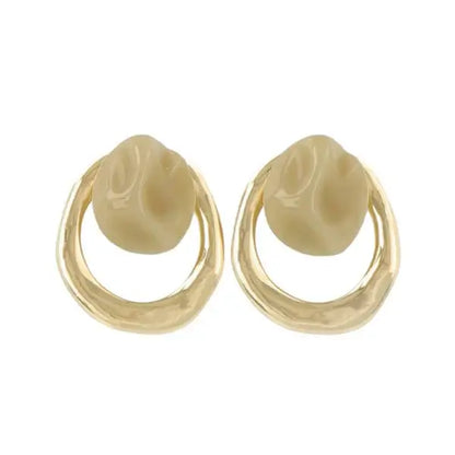 Japanese non-pierced earrings- marble texture screw-back earrings