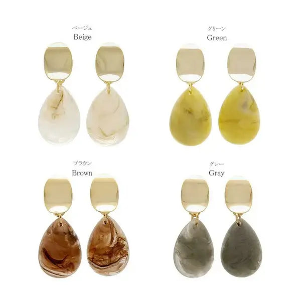Japanese non-pierced earrings- metal acrylic drop screw-back earrings