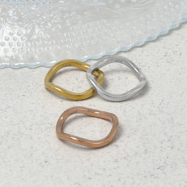 Japanese rings- stainless steel wave line ring