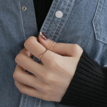 Japanese rings- stainless steel wave line ring