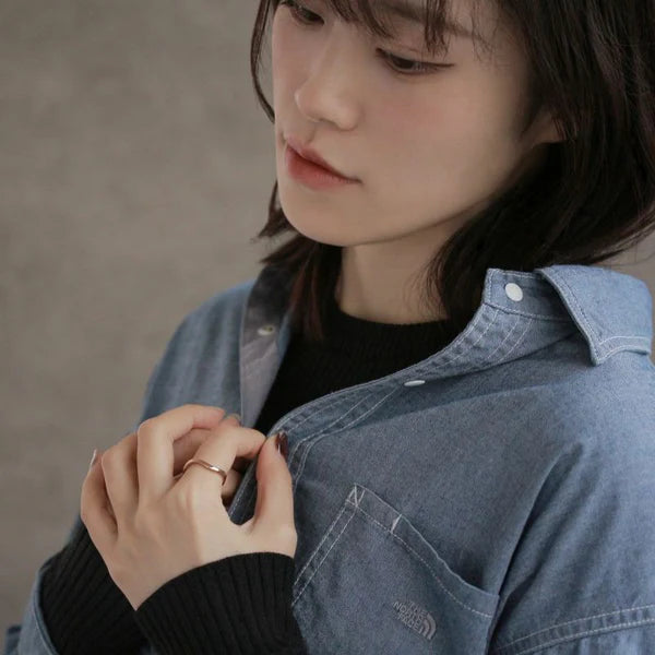 Japanese rings- stainless steel wave line ring