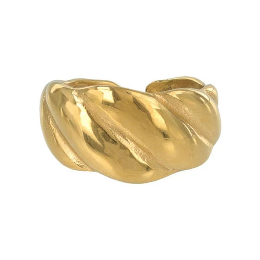 Japanese ring- stainless steel gold baguette ring