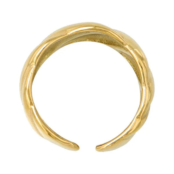 Japanese ring- stainless steel gold baguette ring