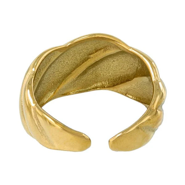 Japanese ring- stainless steel gold baguette ring