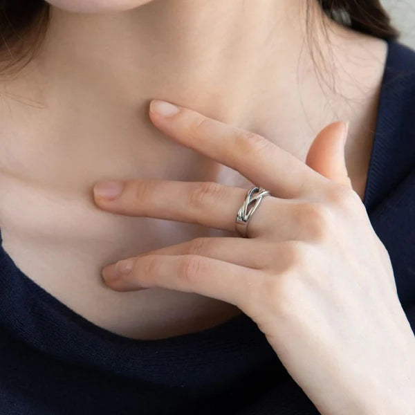 Japanese ring- Twisted stainless steel ring
