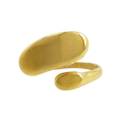 Japanese ring- Gold stainless steel Oval Twist Ring