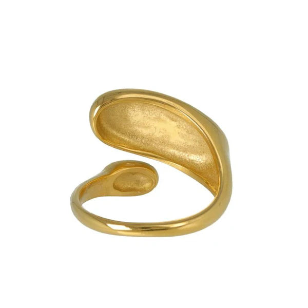Japanese ring- Gold stainless steel Oval Twist Ring