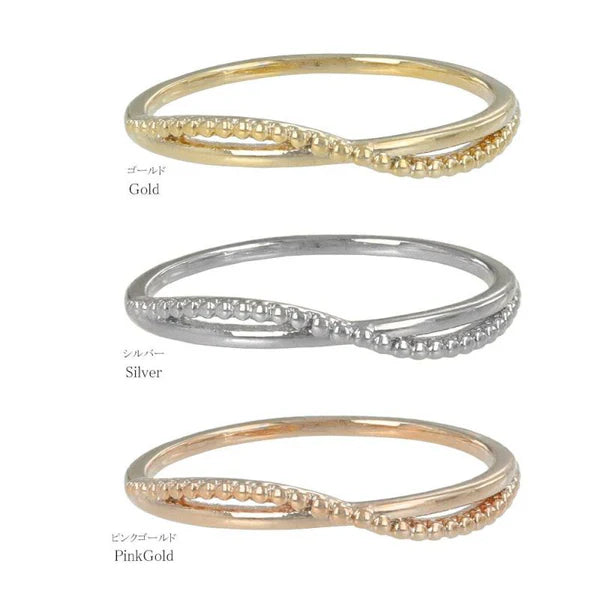 Japanese ring- Cross & Wave Metal Ring- Made in Japan