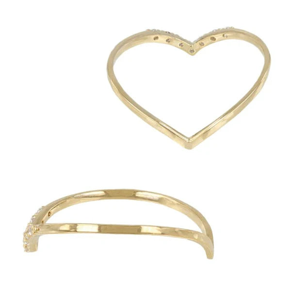 Japanese ring- Nickel-free cubic zirconia seagull V-shaped ring- Made in Japan