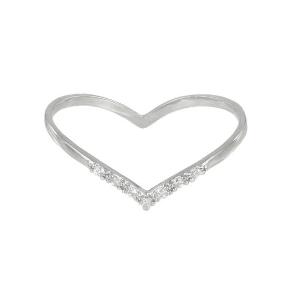 Japanese ring- Nickel-free cubic zirconia seagull V-shaped ring- Made in Japan