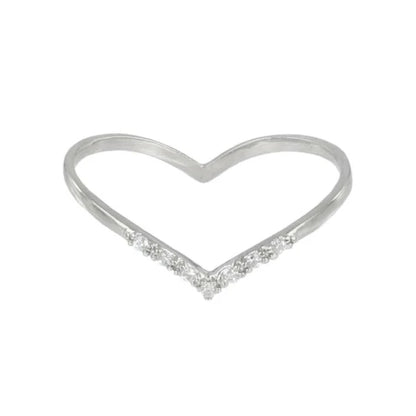 Japanese ring- Nickel-free cubic zirconia seagull V-shaped ring- Made in Japan