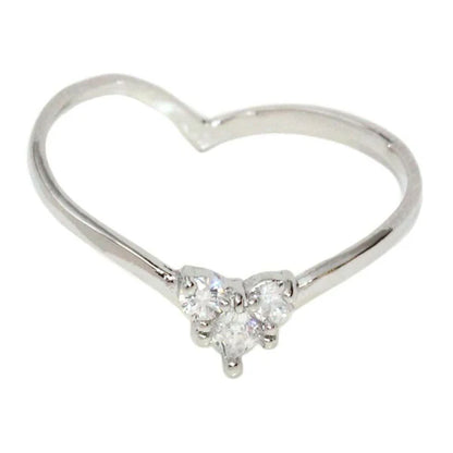 Japanese ring- Nickel-free 3-stone cubic zirconia heart-shaped ring- Made in Japan