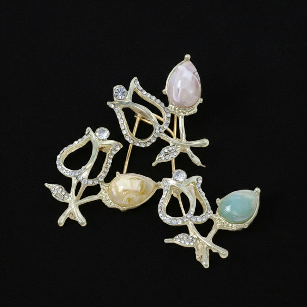 日式胸針 - 鬱金香花開胸針